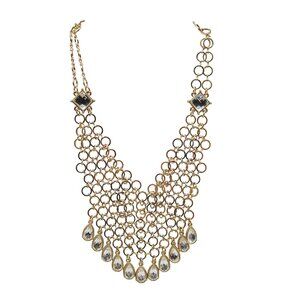 Gold Mesh Statement Necklace With Crystal Accents By Caché